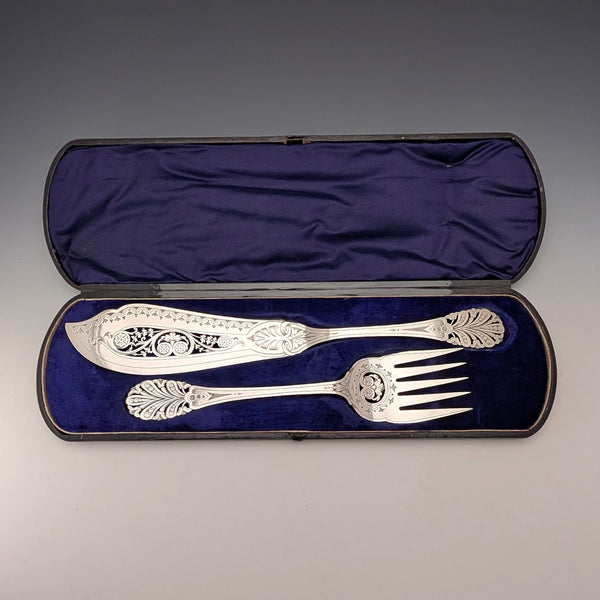 英国アンティーク シルバープレート製 フィッシュサーバーセット ケース入